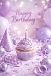 birthday cake beautiful wallpaper cupcake purple candle celebration stock photo