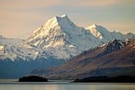 aoraki nature mountains landscape glacier snow lake water stock photo