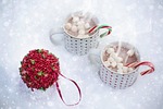 hot chocolate snow nature scarf christmas drink winter stock photo