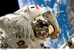 astronaut space suit universe galaxy outer travel astronautics stock photo