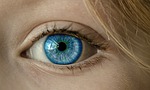 eye blue iris pupil eyeball eyelashes retina eyesight stock photo