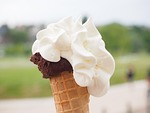 ice cream soft waffle cone dessert chocolate frozen stock photo