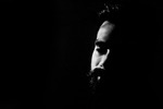face man shadows profile portrait beard bearded head stock photo