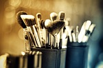 makeup make-up colors brushes stock photo