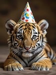 tiger cub birthday party hat animal beautiful wallpaper stock photo