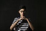 asian man portrait young eyeglasses glasses chinese striped stock photo