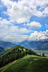 mountain world landscape mountains alm alpine hut meadow stock photo