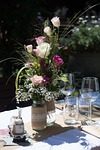 bunch of flowers summer party birthday bouquet garden stock photo