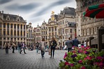 brussels large market belgium historic town nature center stock photo
