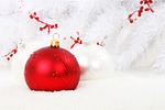 christmas bauble red ball celebration decoration glass holiday stock photo