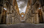 san galgano abbey ruins tuscany church architecture medieval stock photo