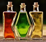 bottles alcohol to form three matching beverages drink stock photo