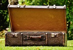 suitcase antique leather old junk generations stock photo
