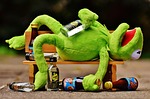 kermit nature frog drink alcohol drunk bank relax stock photo