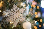 snowflake ornaments christmas tree decorations decor bauble time stock photo