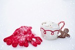 hot chocolate snow winter nature cup drink marshmallow stock photo