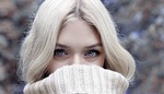 woman blonde look looking blue eyes face head stock photo