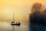 boat sailboat quiet calm silence water boating recreation stock photo
