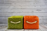 baskets orange green storage stock photo
