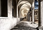 cloister monastery courtyard dresden vault architecture church historically stock photo