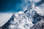 ama dablam snow mountain peak summit himalaya nepal stock photo