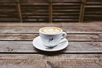 coffee cup caffeine drink latte art morning break stock photo