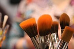 brushes cosmetic tools cosmetics makeup art stock photo