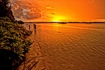 sunset nature lagoon tropical children orange atoll widi stock photo