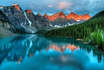 alberta canada lake mountains banff beautiful amazing blue stock photo