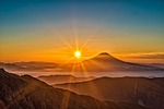 mount fuji japan volcano mountain mountains mystery sunrise stock photo