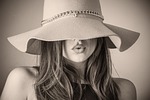 fashion woman hat portrait fashionable glamour headshot stock photo