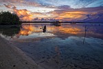 lagoon boat evening the water shed atoll widi stock photo
