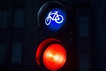 bicycle traffic light red signal road rules of stock photo