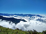 mountain and cloud nepal landscape stock photo