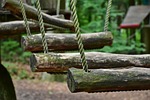 climb high ropes course climbing garden forest brave stock photo