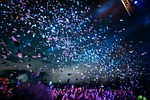 confetti concert people crowd night fun show stock photo