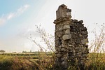 ruin ancient house colonnade country ruins stock photo