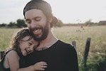 people father daughter smile happy hug carry love stock photo