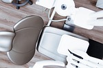 dentist dental chair clinic medical flatlay stock photo