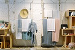 interior design wall clothing furniture rack stock photo