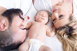 family newborn baby child infant happy mother cute stock photo
