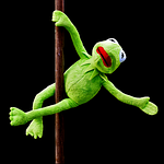 pole dance kermit fun stuffed animal toy plush stock photo