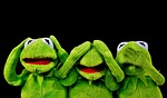 kermit not hear see speak funny frogs stuffed stock photo