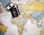 passport map world trip tourism vacation travel planning stock photo