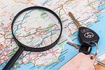 map vacation nature travel driving holiday car keys stock photo
