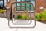 bike rack perspective urban stock photo