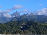 tahiti mountains nature paradise stock photo