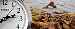 autumn season time clock concept stock photo