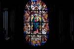 church window stained glass coloured mosaic holy stock photo