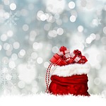 christmas gifts gift bag red surprise packed greeting stock photo